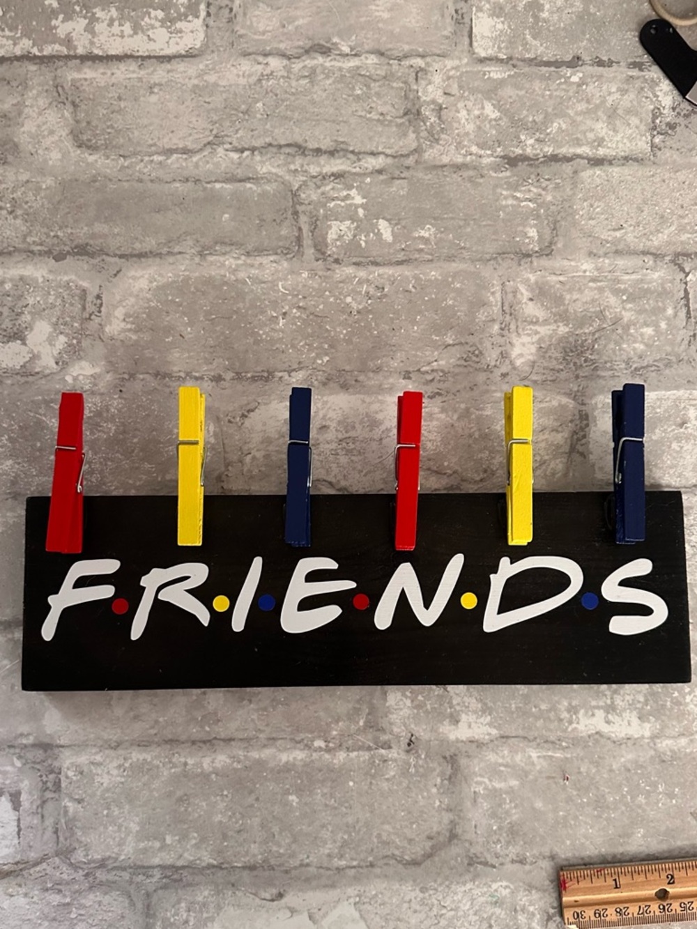 Handmade FRIENDS Wooden Photo Clip Display